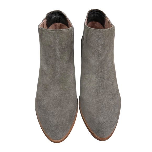 Joie Women Suede Ankle Boots Western Style Stacked Block Heel Taupe Pull On 39.5 - Picture 5 of 11